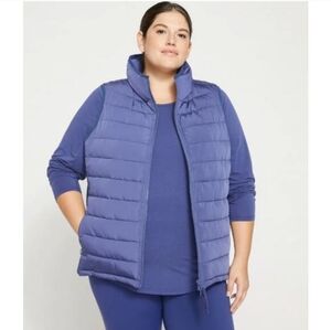 NWT Universal Standard Comfort Panel Sport Puffer Vest Blue Womens Size L 22/24